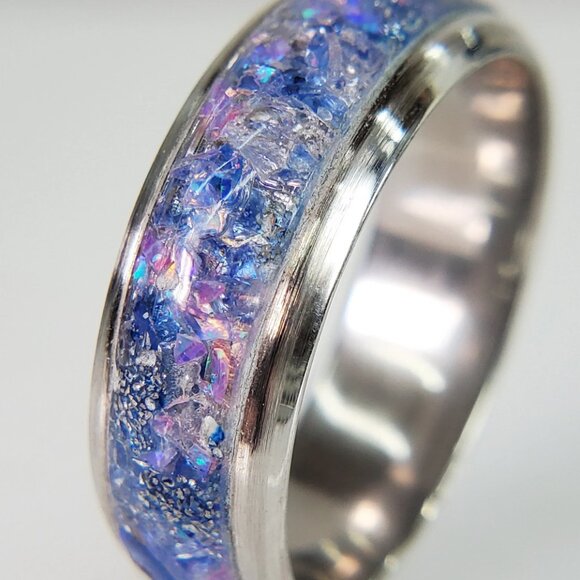 "Crystal Waters" Ring with Sapphires & Blue Opal - Picture 1 of 6